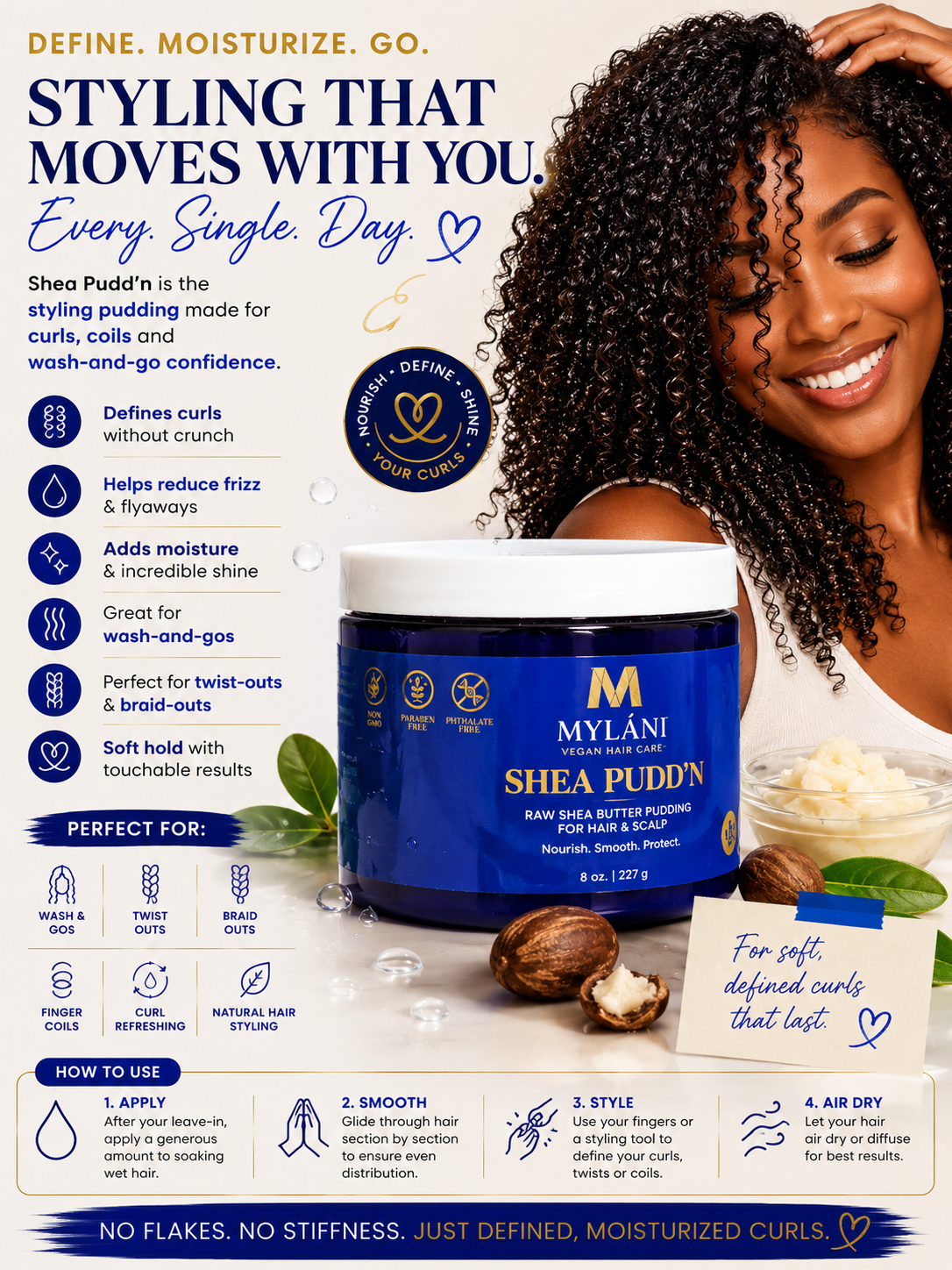 Shea Pudd'n Curl Defining Cream – Soft Hold, Zero Crunch